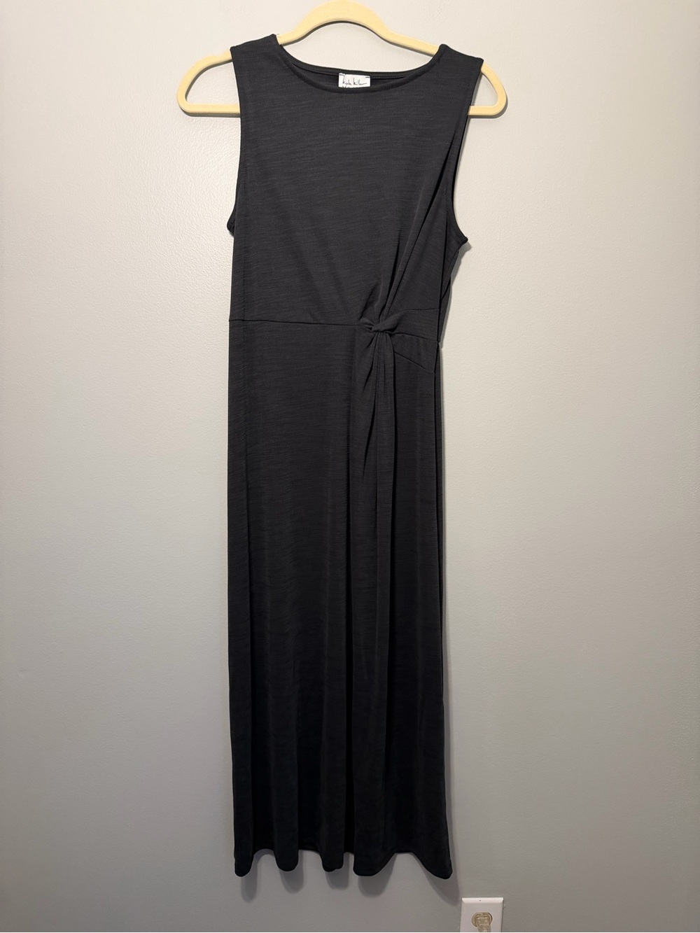 Nicole Miller Charcoal Sleeveless Knot-Detail Maxi‎ Dress
